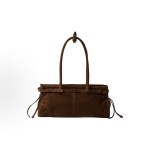 PRADA Bonnie soft lux series single-shoulder handbag, medium size for women, cocoa brown